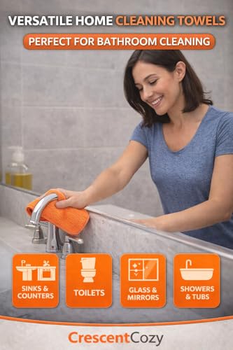 CRESCENT COZY Ultra Absorbent Microfiber Cleaning Cloths, 20 Pack - 9.8x9.8 Inch, Lint-Free for Car, Kitchen & Electronics