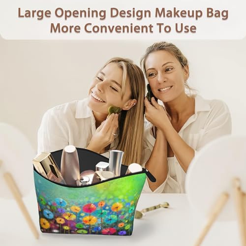Watercolor Floral Makeup Bag Travel Cosmetic Pouch for Women Waterproof