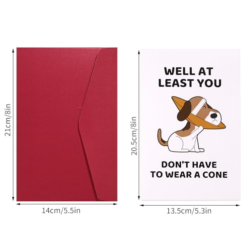 Funny Get Well Card with Envelope - 8x5.3in Cute Dog Design