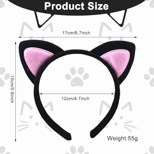 Cat Ears Headband 2 Pack Plush Soft Fuzzy Hair Bands for Women
