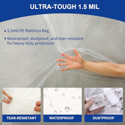 TopSoon Twin Mattress Bag for Moving & Storage - 2 Pack, 1.5 Mil Waterproof Protector