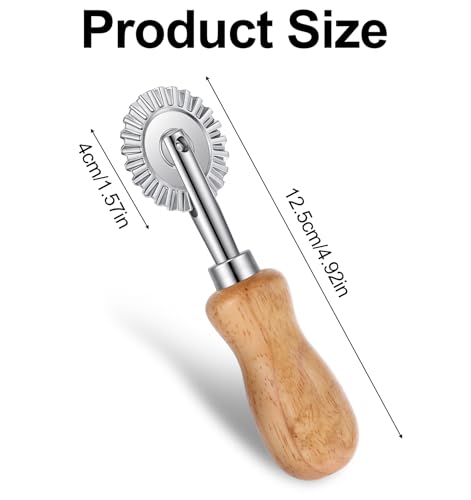 Fluted Pastry Wheel with Oak Handle - 2Pcs Stainless Steel Cutter