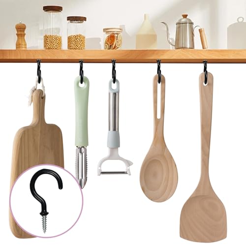 5 Pack Vinyl Coated Ceiling Hooks - 1.25 Inch Screw-in Mug Hooks