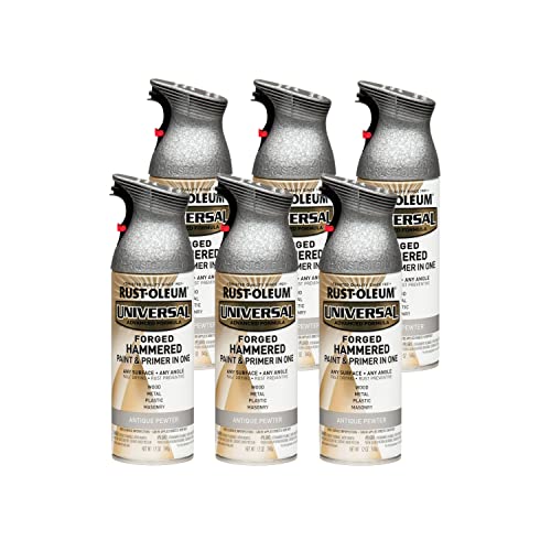Rust-Oleum Universal Hammered Spray Paint, Antique Pewter - 12 oz, 6 Pack