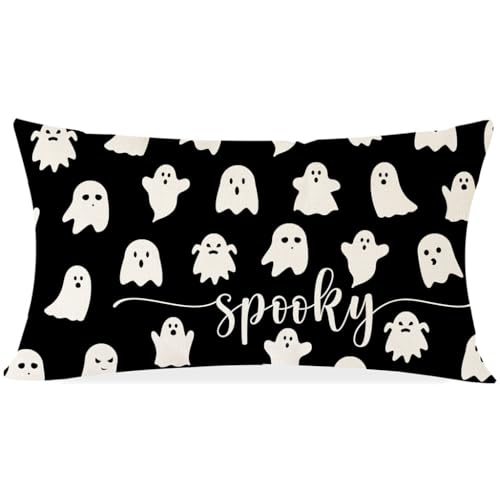 PANDICORN Halloween Throw Pillow Cover 12x20 Inch Spooky Ghost