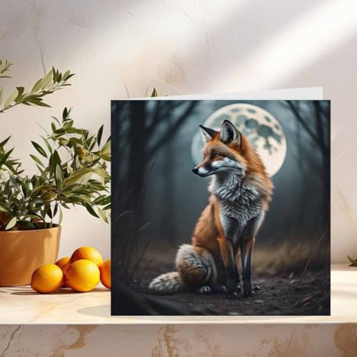 Fox Birthday Greeting Card - Moon & Fox Design 145mm