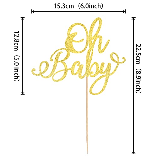 Oh Baby Cake Topper | Gold Glitter Decoration for Baby Shower & Birthday