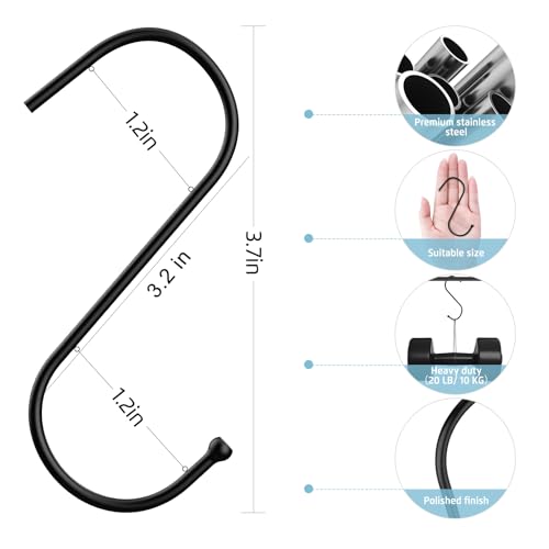 RELBRO Heavy Duty S Hooks - 3.7 Inch Metal Hanging Hooks (30 Pcs)