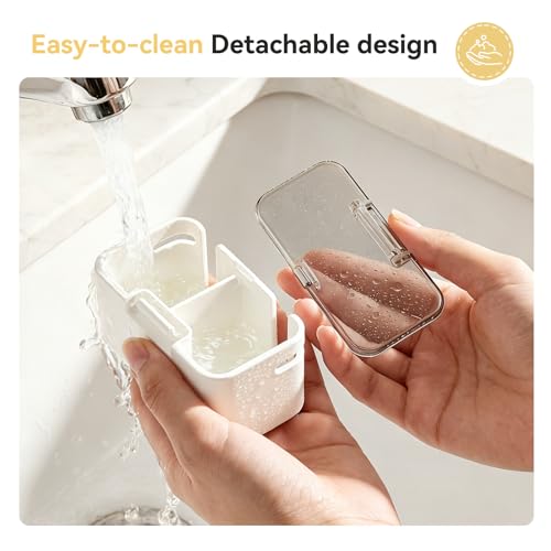 MOPMS Wall-Mounted Toothbrush Holder with Cover - 3 Slot Organizer