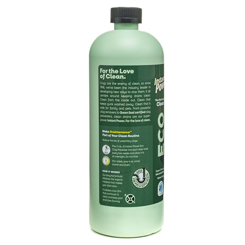 Instant Power Eco Clog Preventer Drain Cleaner & Maintainer 32 fl oz - Safe Enzyme Formula