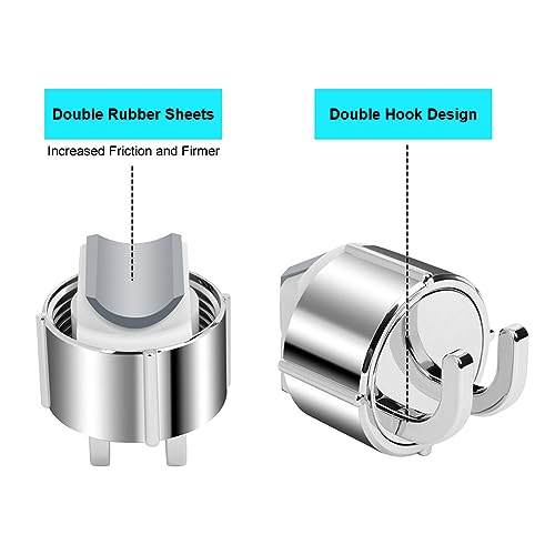 OSDUE White Adjustable Shower Head Holder - 360° Rotating Chrome Clamp