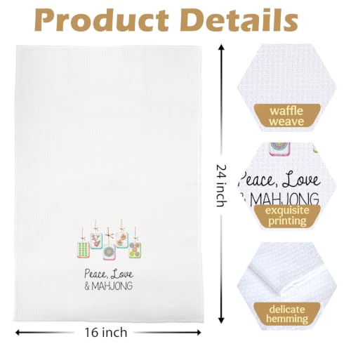 Mahjong Waffle Weave Kitchen Towel - Decorative Hand Towel (16x24) - Mahjong-02