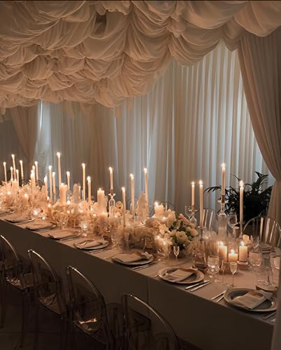 10 Inch White Taper Candles Set of 6 - Dripless, Unscented, 8-Hour Burn Time for Weddings & Home Decor