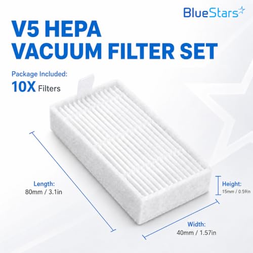 BlueStars 10-Pack HEPA Filters for ILIFE V3s/V5s Series - PO10 Replacement