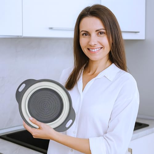White Silicone Collapsible Colander - 1PC Small Kitchen Strainer
