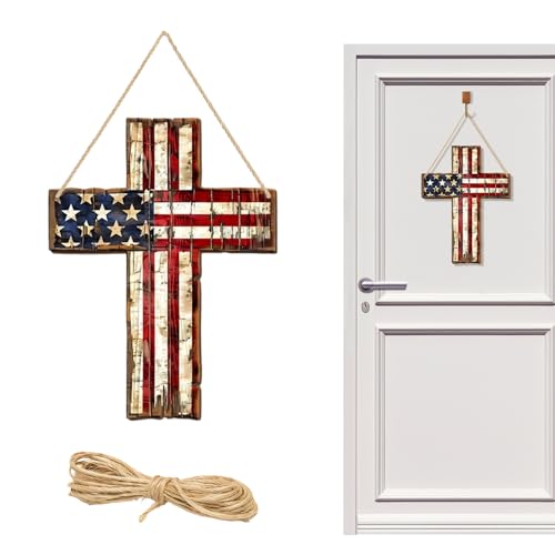 Patriotic Wooden Door Sign Independence Day Front Door Wreath