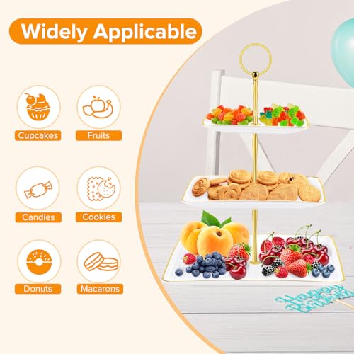 Hoedia 3 Tier Square Cupcake Stand Tower - Elegant Dessert Holder