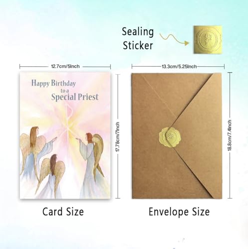 Priest Birthday Card WX-452 with Psalm 139:14, Angel Design, 5x7 Inch