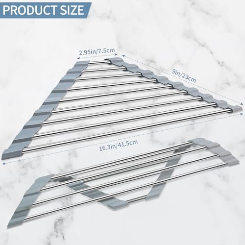 Triangle Dish Drying Rack | 304 Stainless Steel, Foldable Sink Organizer