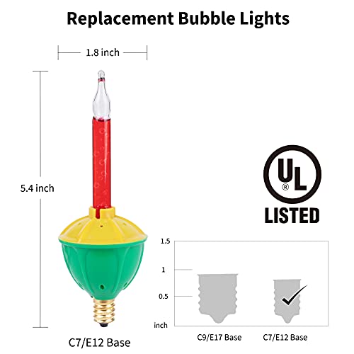 Multicolor Bubble Light Replacement Bulbs 7 Pack - Red, Orange, Blue E12 Base