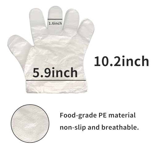 100 Pack Disposable Plastic Food Handling Gloves - BPA-Free, Waterproof