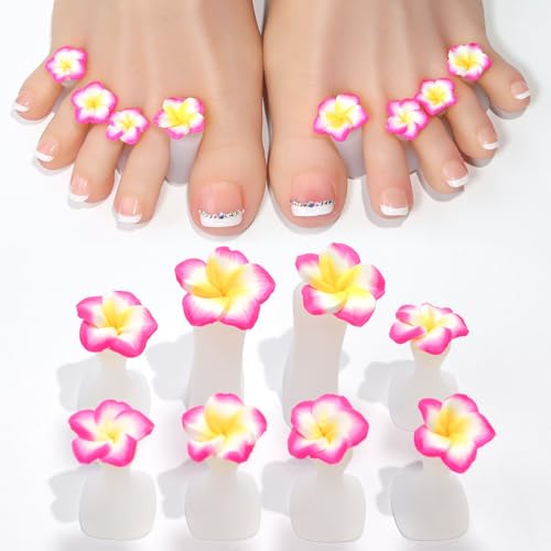 Silicone Toe Separators for Nail Polish 8-Piece Pink Flower Pedicure Set