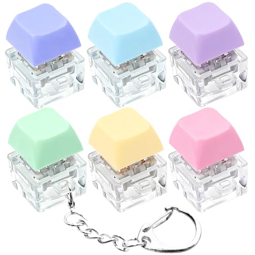 6 Pack Mix Macaron Keyboard Fidget Toys - Stress Relief Keychains