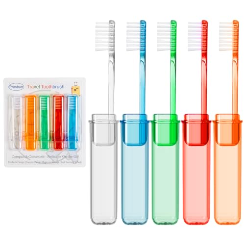 Travel Toothbrush Set - Folding Soft Bristle Toothbrushes 5 Pack