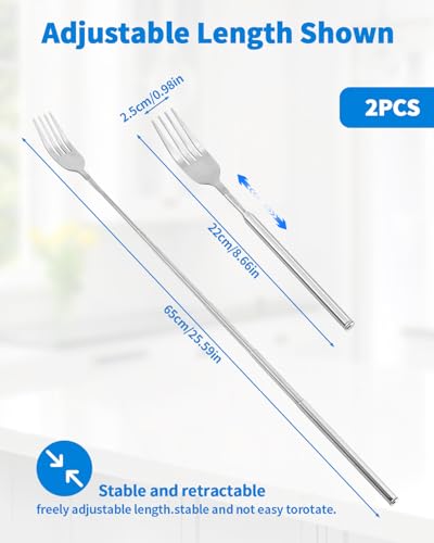 Extendable Fork Prank Set - 2-Pack Telescopic Stainless Steel Forks