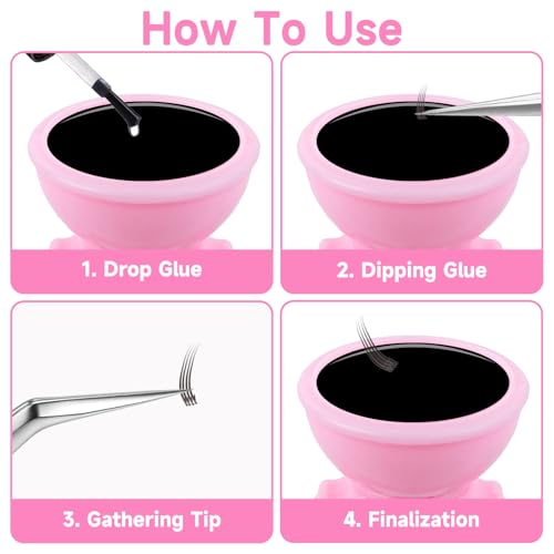 G2PLUS 100PCS Disposable Pink Eyelash Extension Glue Rings and Pigment Holders