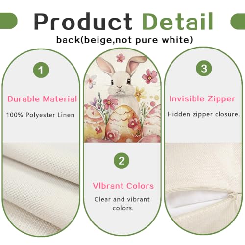 Easter Bunny Egg Throw Pillow Cover 12x20 Inch - Multicolor