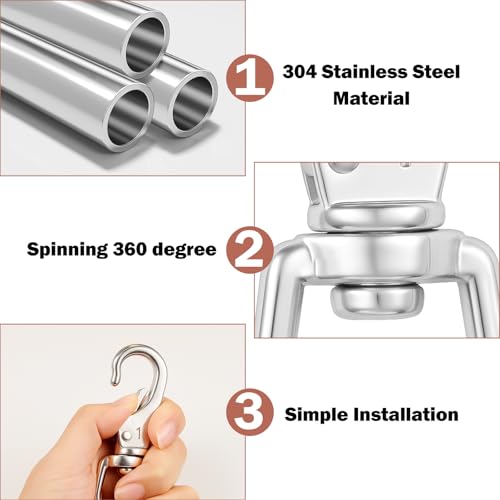 304 Stainless Steel Swivel Snap Hooks, 4 Pack 3.5 Inch Flag Clips, Heavy Duty Swivel Hook for Flag Pole Rope, Dog Leashes, Keychains, Boat Ropes, Bird Feeder