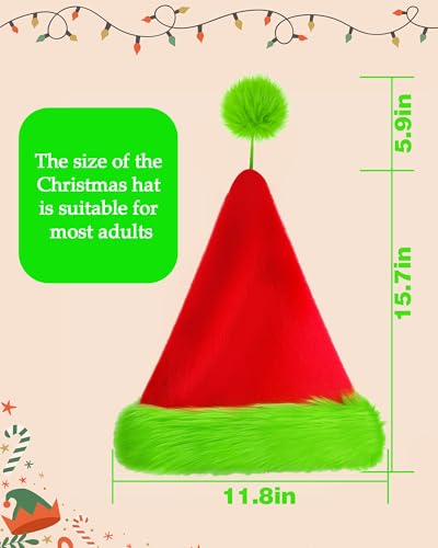 Christmas Santa Hat for Adults - Green Monster Halloween Cosplay Hat
