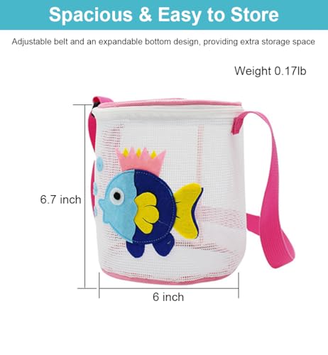Shark Mesh Beach Bag with Zipper - Sand-Free Toy Organizer for Kids