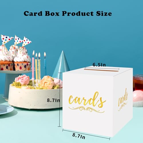 Gold and White Wedding Card Box - 8.7" Gift Card Holder for Events