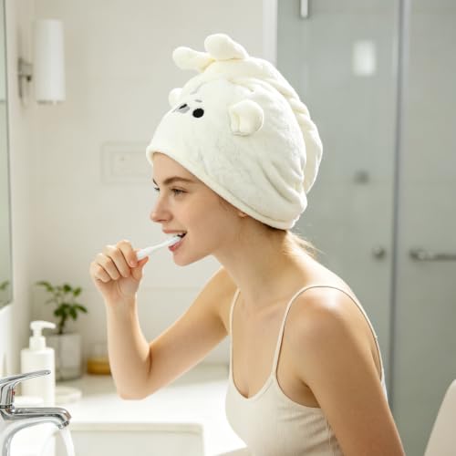 KIGOTWIN Seal Microfiber Hair Towel Wrap for Kids - White