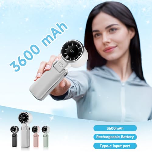 Lilampts Portable Handheld Turbo Fan, 5-Speed USB Rechargeable Fan - White