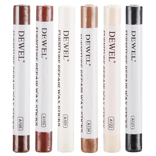DEWEL 6-Color Wood Furniture Repair Crayon Set for Scratch & Dent Fixing