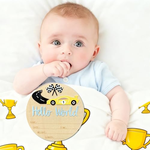 Race Car Baby Announcement Sign - Personalized Newborn Photo Prop