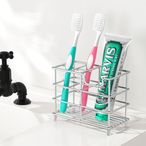 HBlife Stainless Steel Toothbrush Holder - 5 Slot Bathroom Organizer