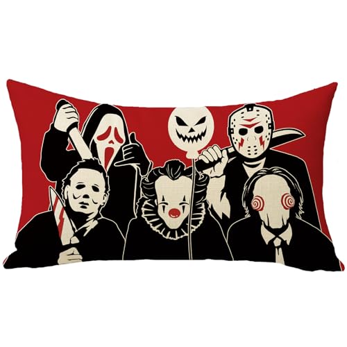 Halloween Horror Movie Characters Decorative Pillow Cover - 20" x 12"