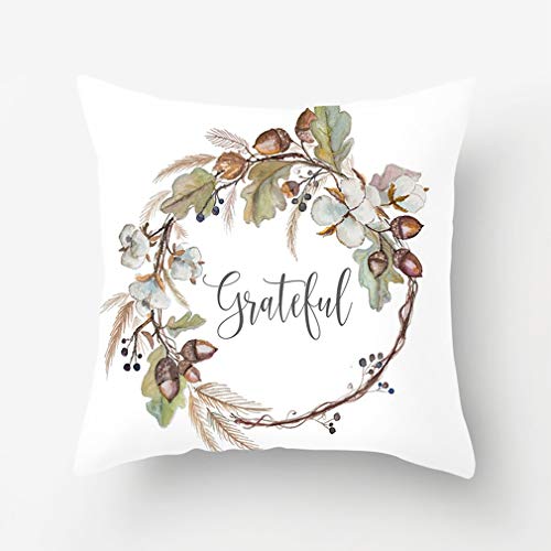 Autumn Pumpkin Pillow Covers Set of 4 18x18 Inches Fall Decor Grateful Thanksgiving Cushion Covers