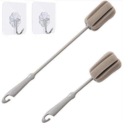 Foshine 2 Pack Bottle Cleaning Sponge Brushes - Long & Short