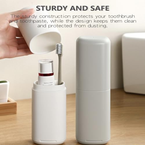 Baowindy Portable Toothbrush Travel Case and Toothpaste Holder - Gray
