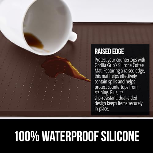 Gorilla Grip Silicone Coffee Mat 18x28 Brown - Waterproof, Heat-Resistant Bar Accessory