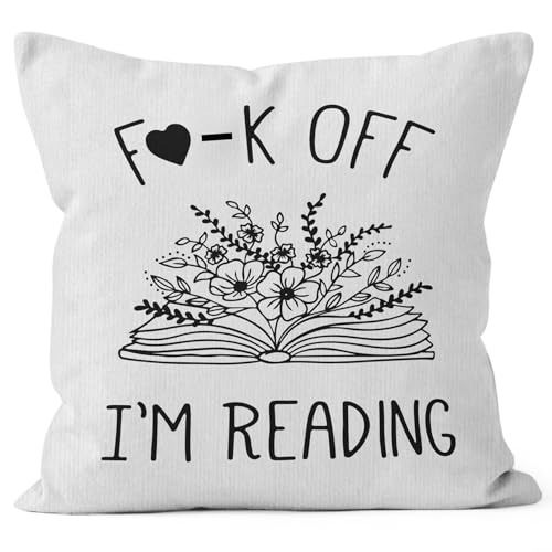 HIWX Book Reading Throw Pillow Cover, Soft Flannelette 18x18 Inch, White