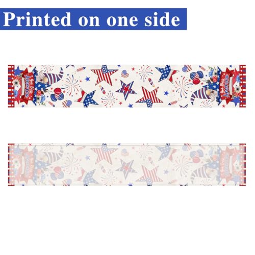 Patriotic 4th of July Table Runner - 72 Inch Linen Decor