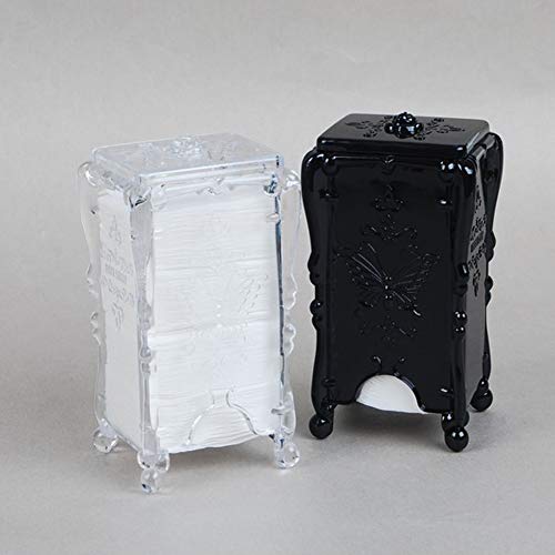 Acrylic Cotton Pad Holder with Lid - Butterfly Pattern Organizer