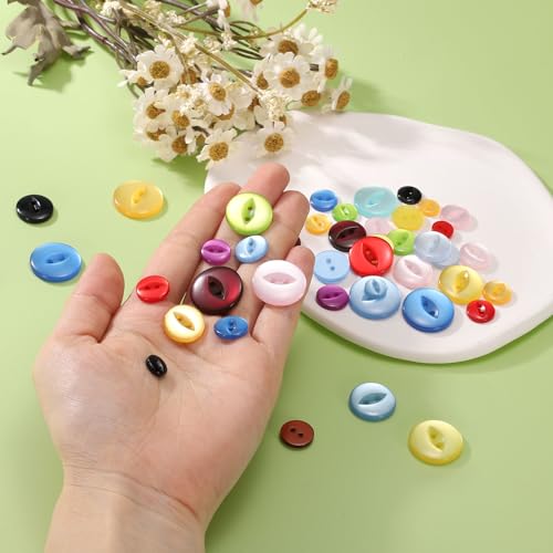 HARFINGTON 12pcs 28L Black Round Resin Sewing Buttons 18mm