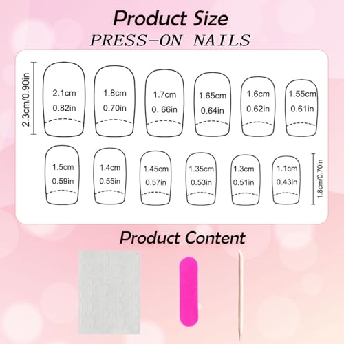 Valentine Press on Nails Medium Square Red Heart Acrylic Nails 24 Pcs
